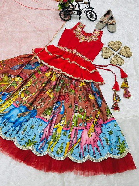 NEW DESIGNER KEDIYA STYLE LAHENGAA SET FULLY STTICHED OC-189