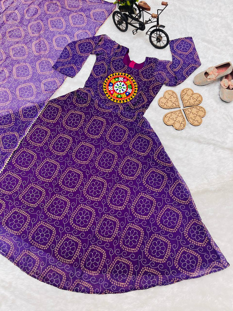 Heavy Fox Georgette Gownn With Digital Print work With Gamthi work OC-182