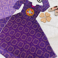Heavy Fox Georgette Gownn With Digital Print work With Gamthi work OC-182