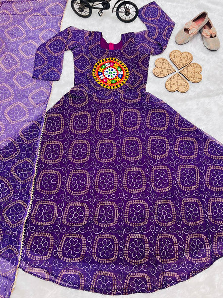 Heavy Fox Georgette Gownn With Digital Print work With Gamthi work OC-182