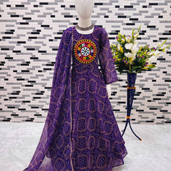 Heavy Fox Georgette Gownn With Digital Print work With Gamthi work OC-182