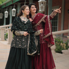 Avni's Designer Readymade Kurti Plazoo Dupatta Set-TD-159