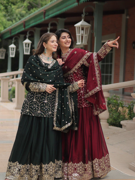 Avni's Designer Readymade Kurti Plazoo Dupatta Set-TD-159
