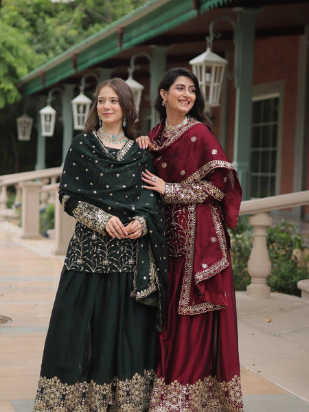 Avni's Designer Readymade Kurti Plazoo Dupatta Set-TD-159