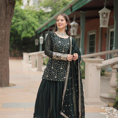 Avni's Designer Readymade Kurti Plazoo Dupatta Set-TD-159