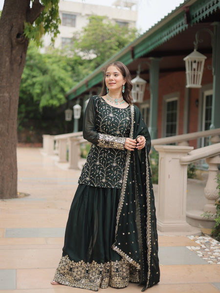 Avni's Designer Readymade Kurti Plazoo Dupatta Set-TD-159