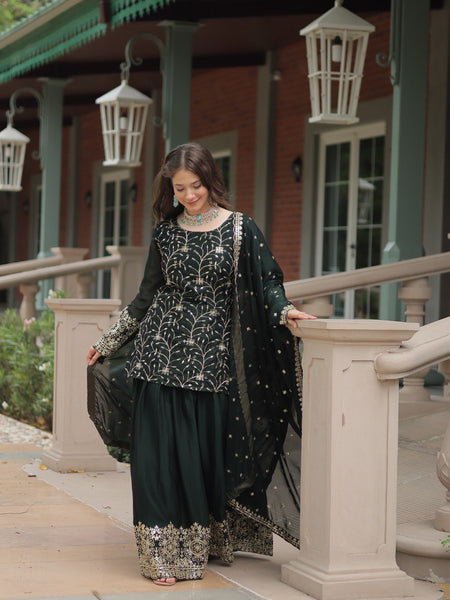 Avni's Designer Readymade Kurti Plazoo Dupatta Set-TD-159