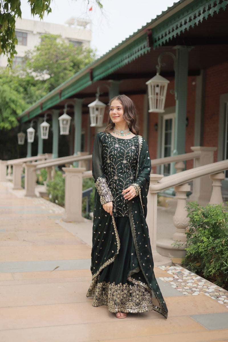 Avni's Designer Readymade Kurti Plazoo Dupatta Set-TD-159
