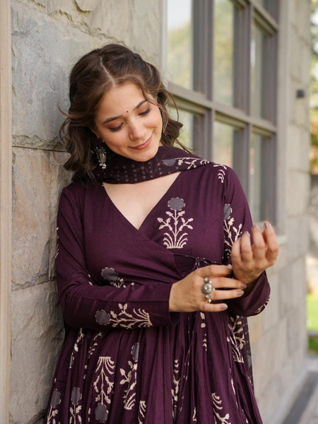 Etisha Pure Cotton Anarkali Suit Set