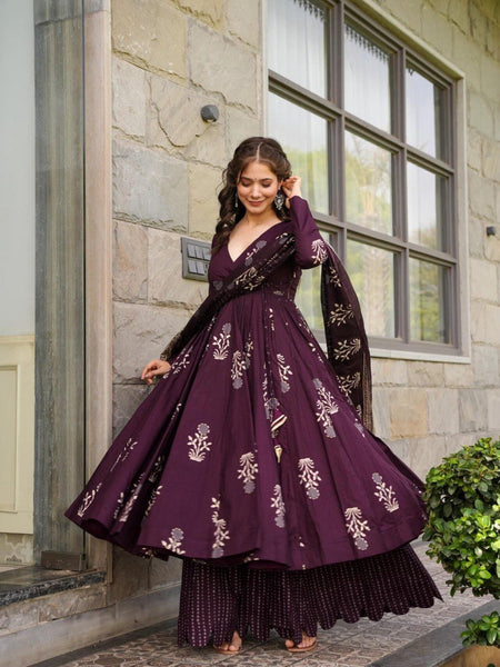 Etisha Pure Cotton Anarkali Suit Set