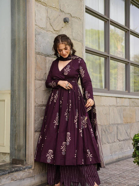 Etisha Pure Cotton Anarkali Suit Set