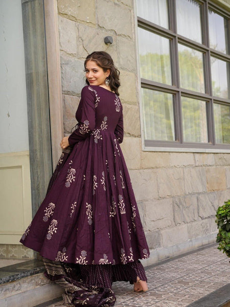 Etisha Pure Cotton Anarkali Suit Set