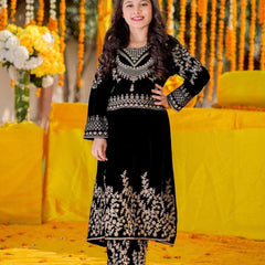 Winter Collection Beautiful Heavy Embroidery Siqunce Work Gownn-Pent OC-190