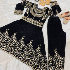 Winter Collection Beautiful Heavy Embroidery Siqunce Work Gownn-Pent OC-190