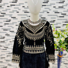 Winter Collection Beautiful Heavy Embroidery Siqunce Work Gownn-Pent OC-190