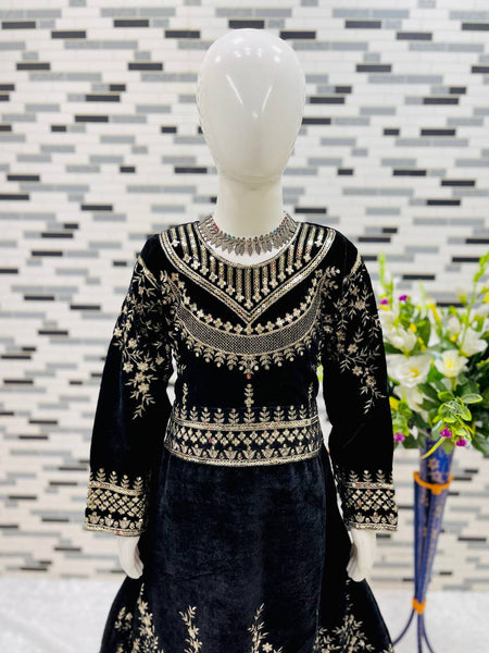 Winter Collection Beautiful Heavy Embroidery Siqunce Work Gownn-Pent OC-190