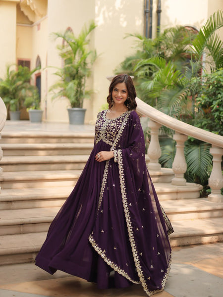Payal's Blooming Gown With Sequins-Multi Embroidered Work L9195