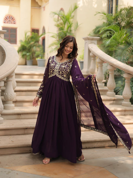Payal's Blooming Gown With Sequins-Multi Embroidered Work L9195
