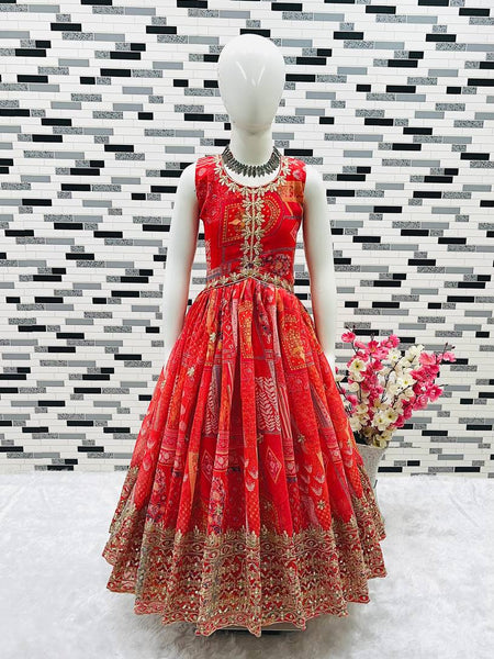New Designer Heavy Fox Georgette Embroidered Siqunce Work Gownn OC-159
