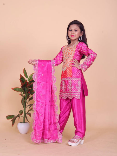 Pure Chinnon With Heavy Embroideryy Coding Dori-Sequence Work Top-Bottomm And Dupattaa Set Fully Stitched OC-186
