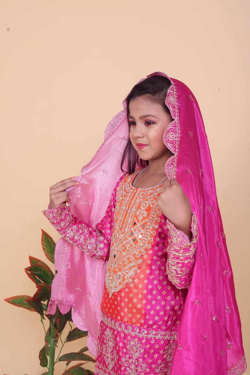 Pure Chinnon With Heavy Embroideryy Coding Dori-Sequence Work Top-Bottomm And Dupattaa Set Fully Stitched OC-186