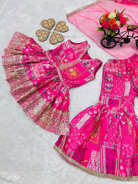 New Designer Heavy Japan Satin Embroidery Work Topp And Shararaa OC-163