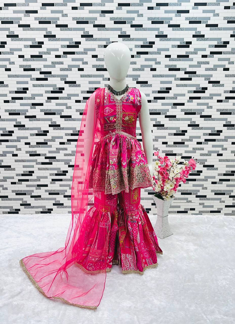 New Designer Heavy Japan Satin Embroidery Work Topp And Shararaa OC-163