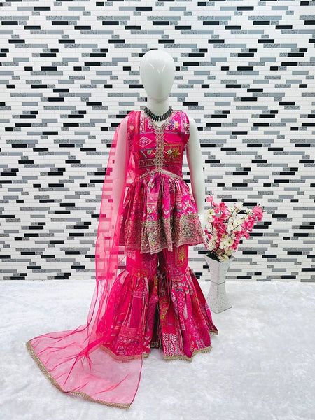 New Designer Heavy Japan Satin Embroidery Work Topp And Shararaa OC-163