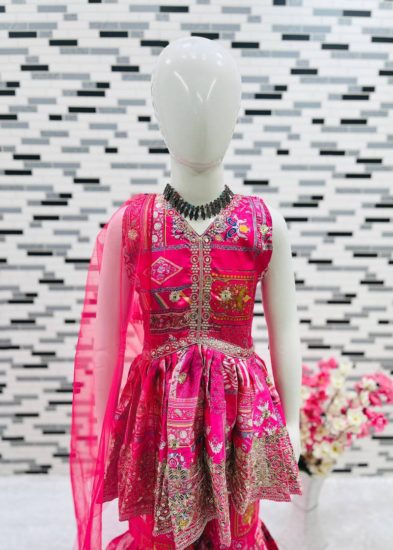 New Designer Heavy Japan Satin Embroidery Work Topp And Shararaa OC-163