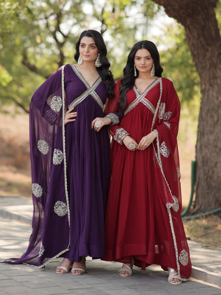 SHIWANI PREMIUM READYMADE ALIA CUT GOWN WITH DUPATTA SET  KA-1107