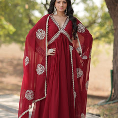 SHIWANI PREMIUM READYMADE ALIA CUT GOWN WITH DUPATTA SET  KA-1107