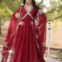 SHIWANI PREMIUM READYMADE ALIA CUT GOWN WITH DUPATTA SET  KA-1107