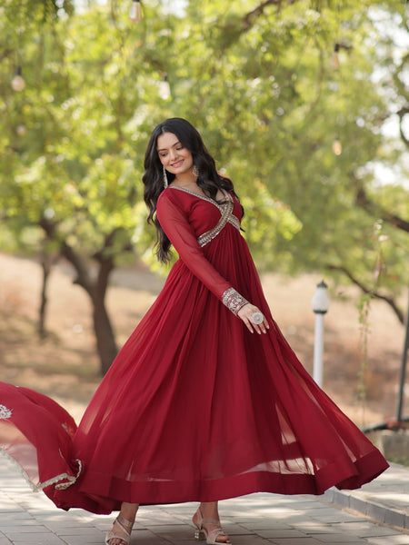SHIWANI PREMIUM READYMADE ALIA CUT GOWN WITH DUPATTA SET  KA-1107