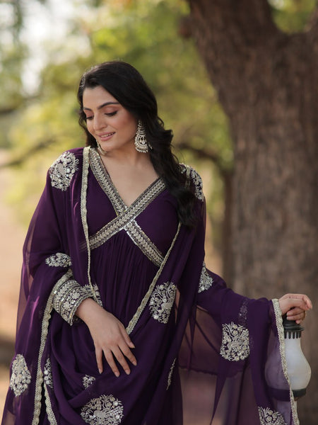 SHIWANI PREMIUM READYMADE ALIA CUT GOWN WITH DUPATTA SET  KA-1107