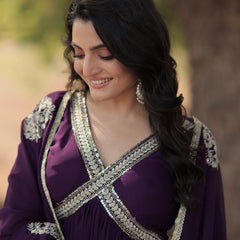 SHIWANI PREMIUM READYMADE ALIA CUT GOWN WITH DUPATTA SET  KA-1107
