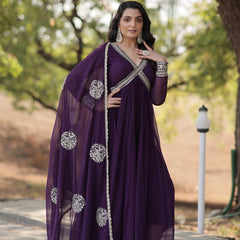 SHIWANI PREMIUM READYMADE ALIA CUT GOWN WITH DUPATTA SET  KA-1107