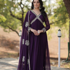 SHIWANI PREMIUM READYMADE ALIA CUT GOWN WITH DUPATTA SET  KA-1107