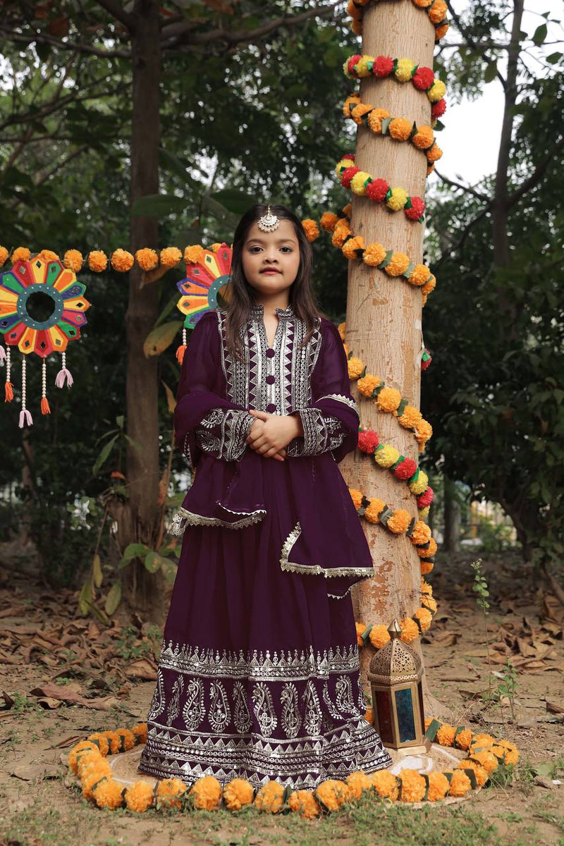 Launching New Collection Beautiful Kids Gownn Set OC-196-DARK BROWN