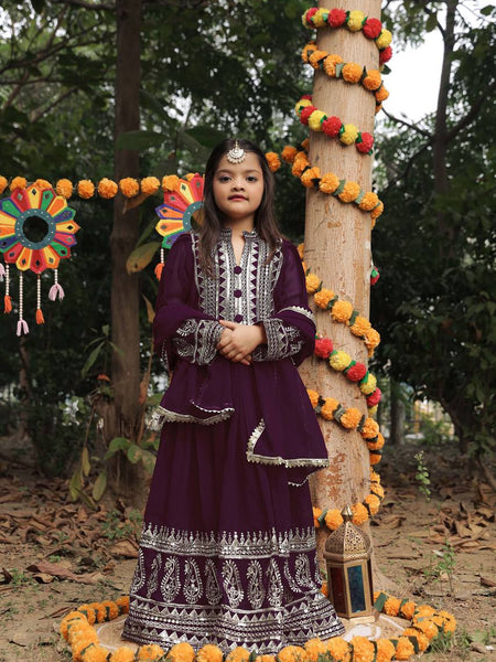 Launching New Collection Beautiful Kids Gownn Set OC-196-DARK BROWN