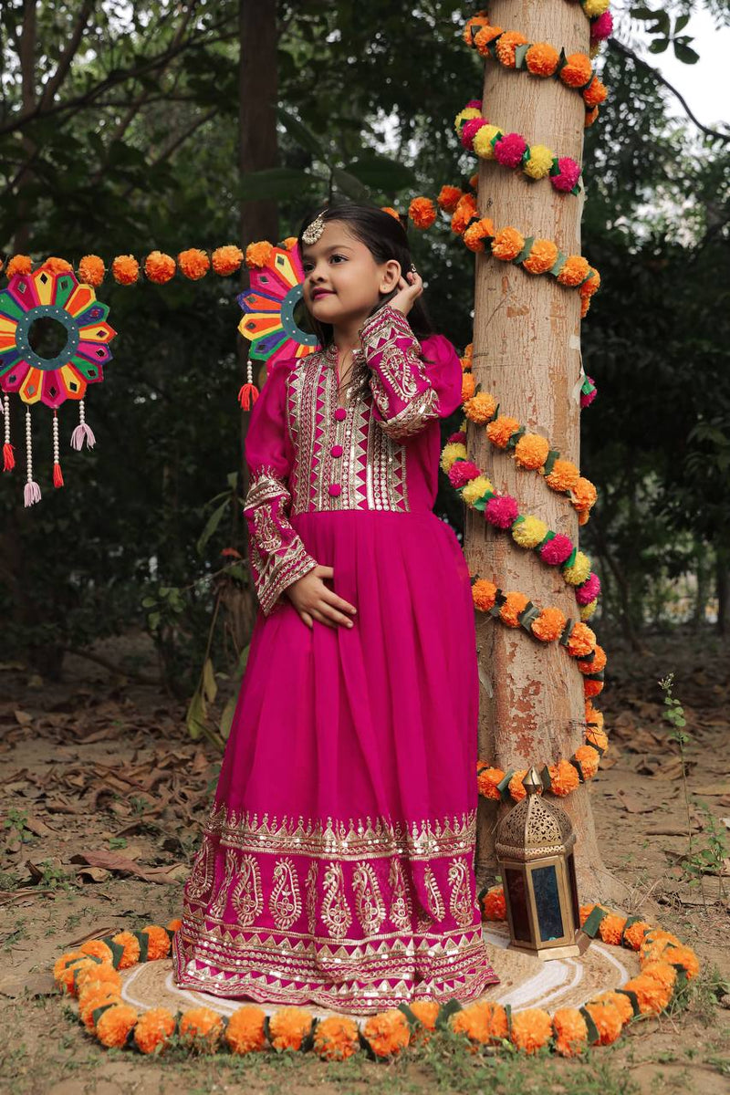 Launching New Collection Beautiful Kids Gownn Set OC-196-SCARLET
