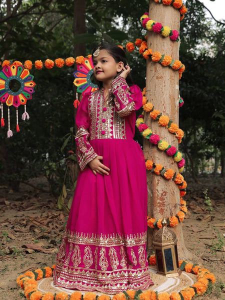 Launching New Collection Beautiful Kids Gownn Set OC-196-SCARLET