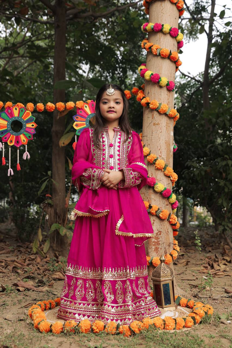 Launching New Collection Beautiful Kids Gownn Set OC-196-SCARLET