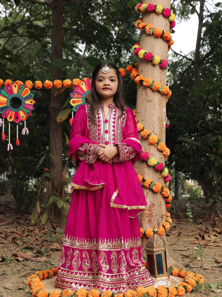 Launching New Collection Beautiful Kids Gownn Set OC-196-SCARLET