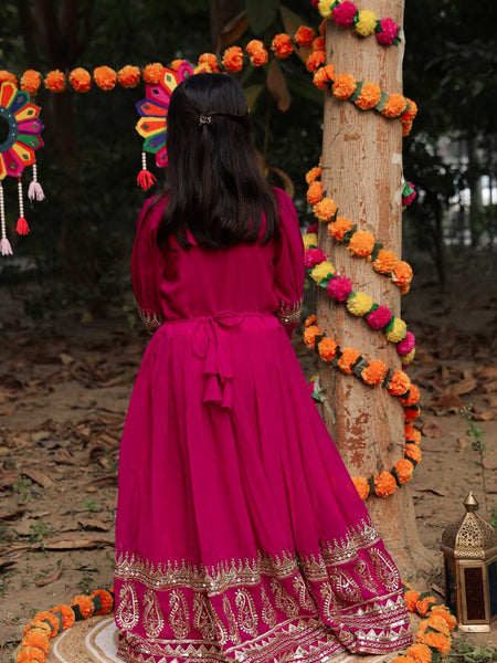 Launching New Collection Beautiful Kids Gownn Set OC-196-SCARLET