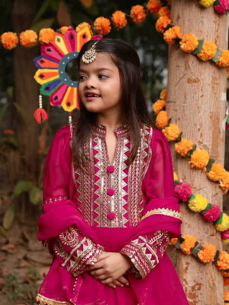 Launching New Collection Beautiful Kids Gownn Set OC-196-SCARLET