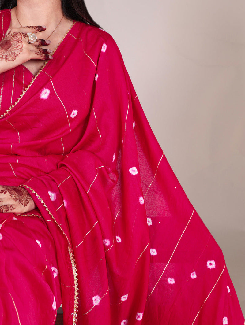 Pink Color Sequins With Zari Line Viscose Chanderi Saree