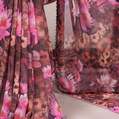 Onion Color Floral Printed With Lace Border Weightless Marbal Saree