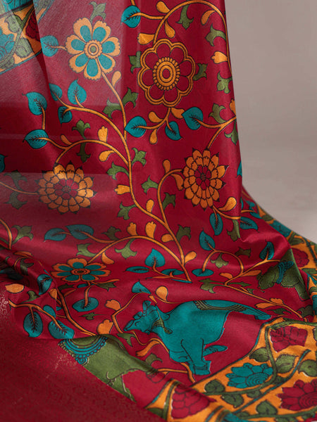 Off White Color Printed With Zari Weaving Work Tussar Silk Saree