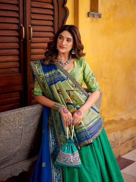 Teal Color Paithani Lehenga