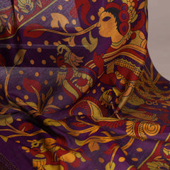 Mustard Color Tradition Floral Printed With Zari Weaving Work Viscose Chanderi Saree